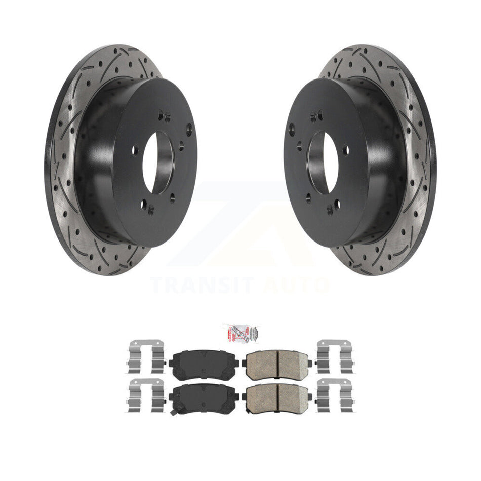Rear Coat Drill Slot Disc Brake Rotor Ceramic Pad Kit For Hyundai Tucson Kia Sportage AWD KDA-102180