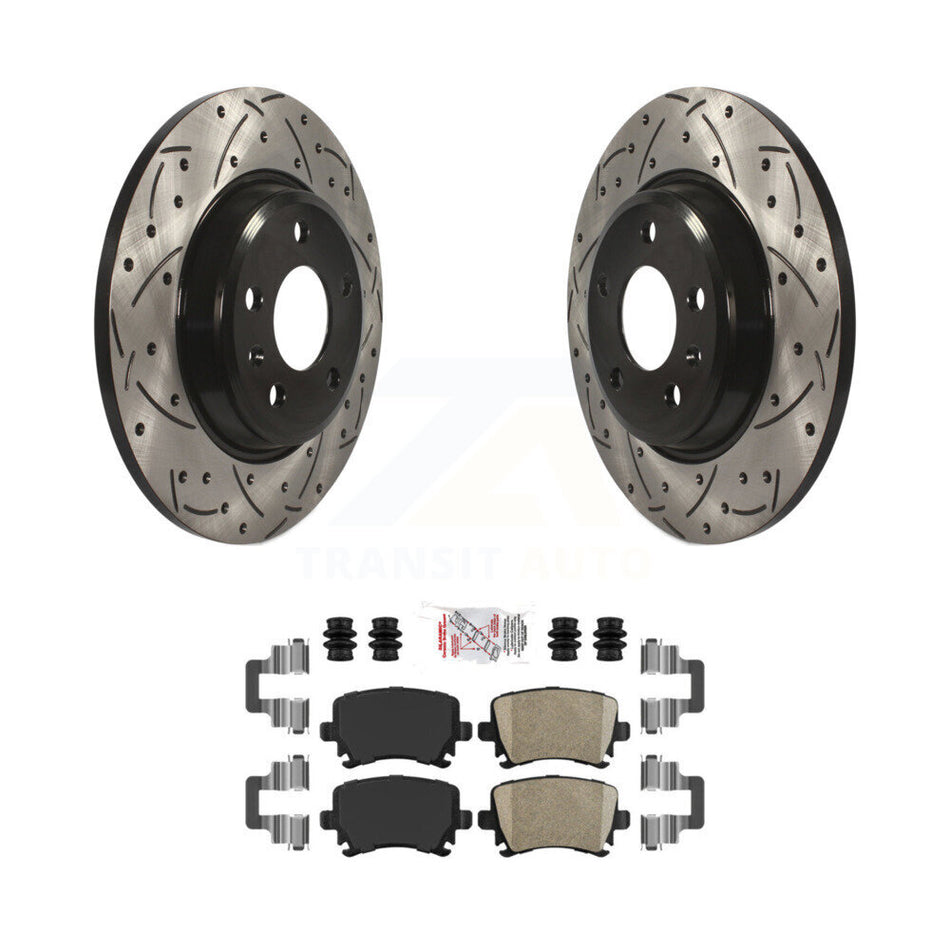Rear Drilled Slot Disc Brake Rotor & Ceramic Pad Kit For 2009 Audi A4 Quattro Convertible KDA-102185
