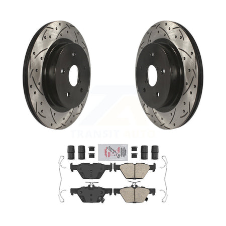 Rear Coated Drilled Slot Disc Brake Rotor & Ceramic Pad Kit For Subaru Outback WRX Legacy KDA-102187