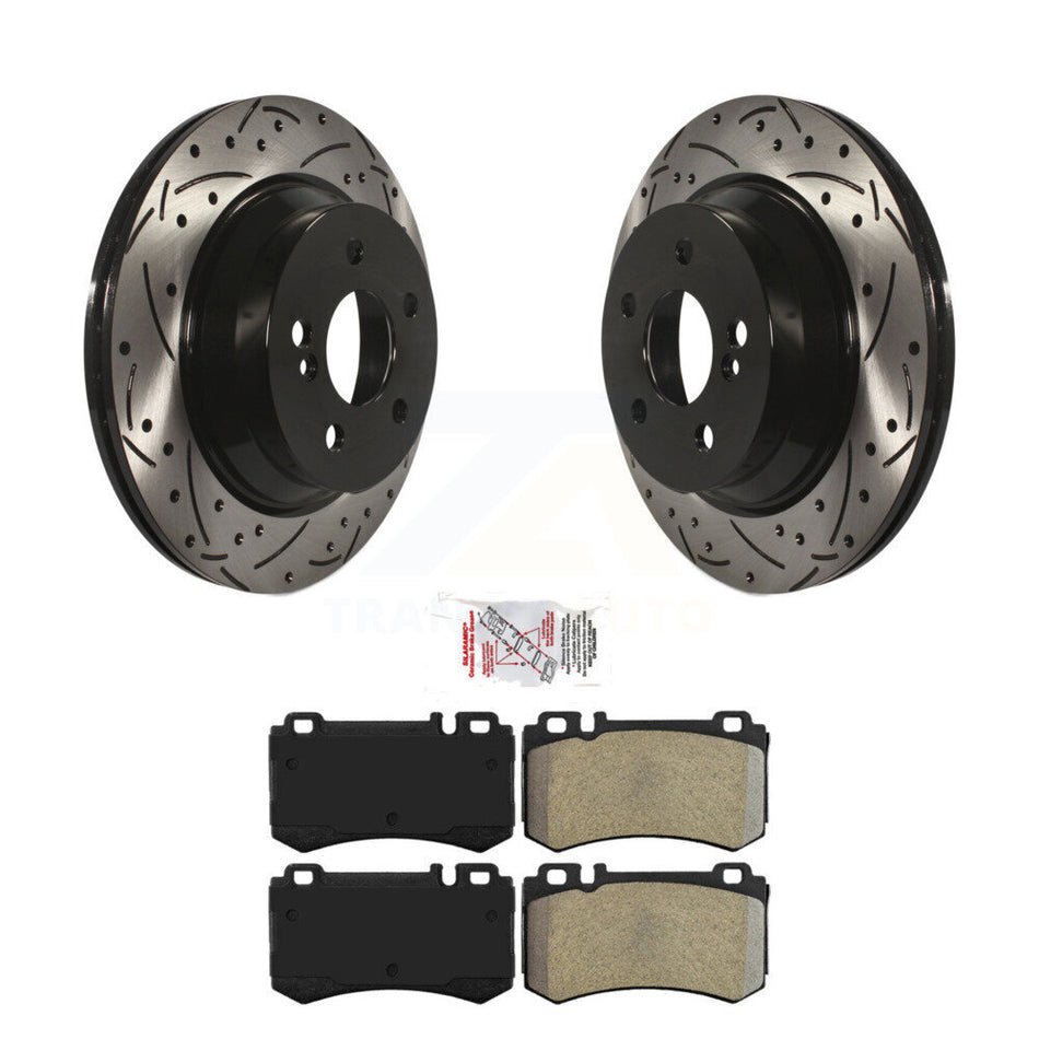 Rear Coated Drilled Slot Disc Brake Rotor Semi-Metallic Pad Kit For Mercedes-Benz E55 AMG KDA-102189