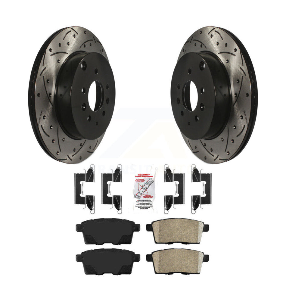 Rear Coated Drilled Slotted Disc Brake Rotor And Ceramic Pad Kit For 2007-2015 Mazda CX-9 KDA-102191