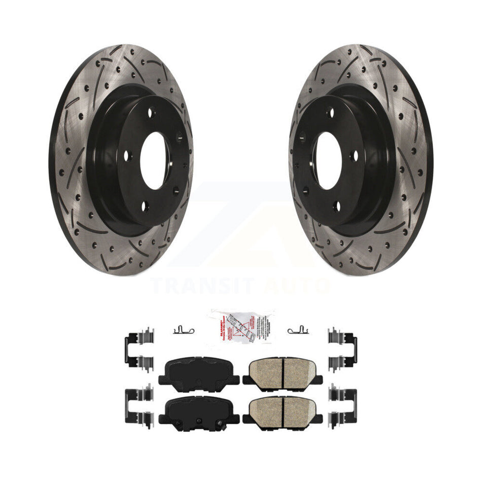 Rear Coated Drilled Slotted Disc Brake Rotors And Ceramic Pads Kit For 2014-2015 Mazda 6 KDA-102193