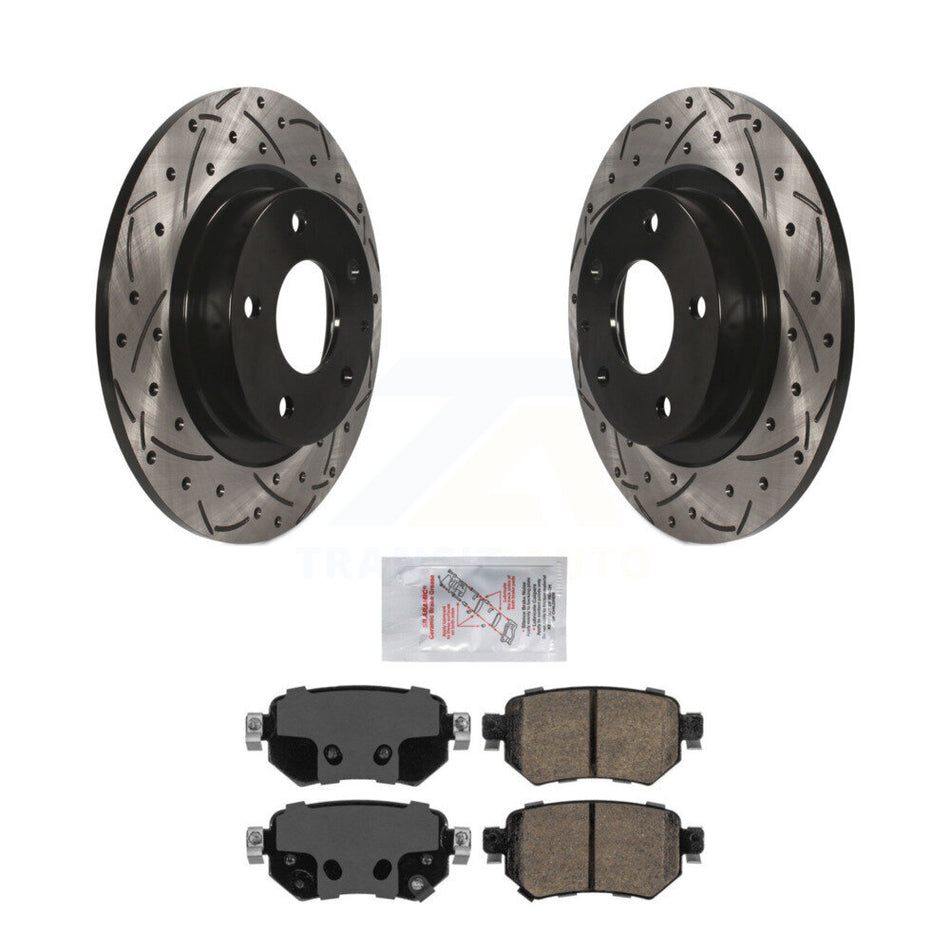 Rear Coated Drilled Slotted Disc Brake Rotors And Ceramic Pads Kit For 2016-2021 Mazda 6 KDA-102194