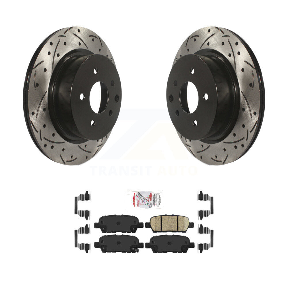 Rear Drill Slot Brake Rotor Ceramic Pad Kit For INFINITI Nissan Maxima G37 QX50 EX35 370Z KDA-102198