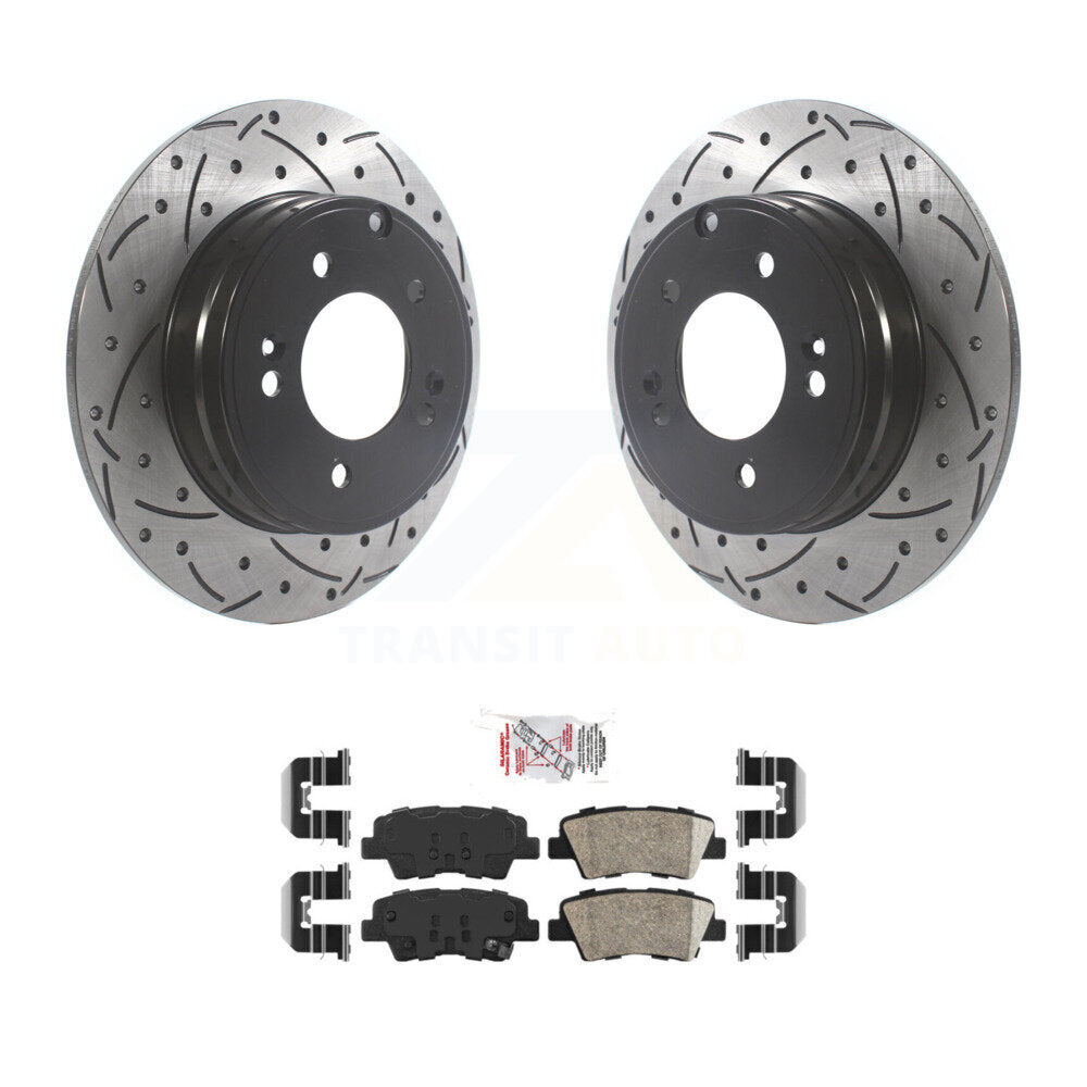 Rear Coat Drill Slot Disc Brake Rotor Ceramic Pad Kit For Hyundai Sonata Kia Optima Azera KDA-102207