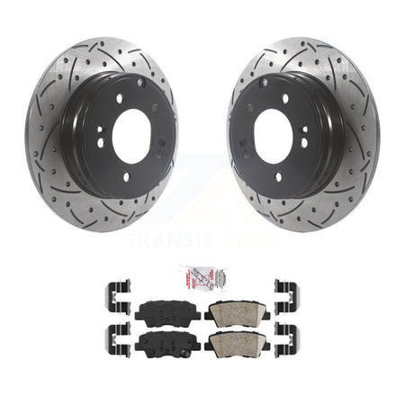 Rear Coat Drill Slot Disc Brake Rotor Ceramic Pad Kit For Hyundai Sonata Kia Optima Azera KDA-102207
