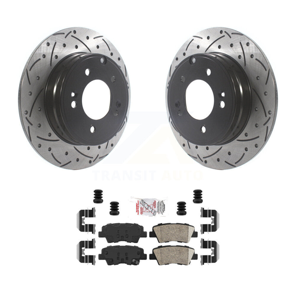 Rear Coat Drill Slot Disc Brake Rotor Ceramic Pad Kit For Hyundai Sonata Kia Optima Azera KDA-102208