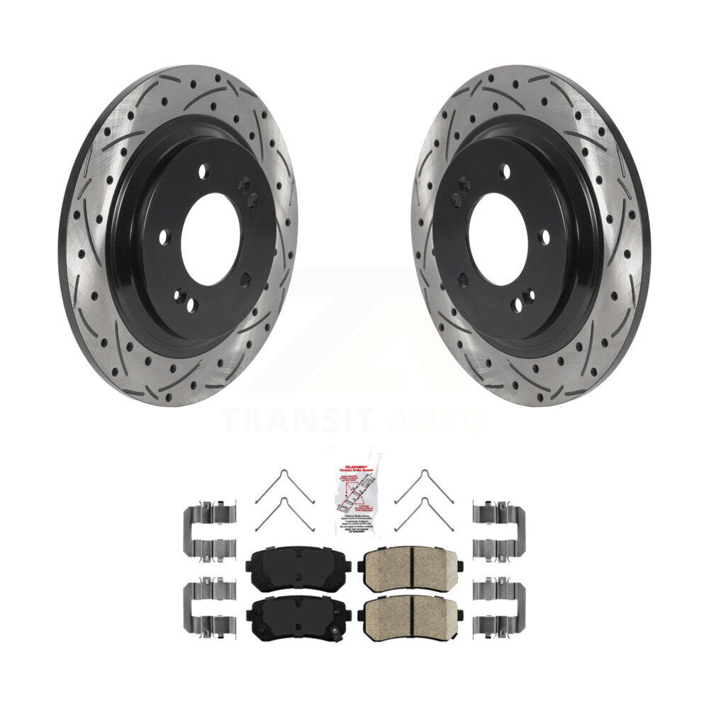 Rear Drill Slot Brake Rotor Ceramic Pad Kit For 16 Kia Optima With Electric Parking KDA-102215