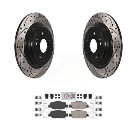 Rear Coated Drilled Slotted Disc Brake Rotor And Ceramic Pad Kit For 2017-2024 Honda CR-V KDA-102222