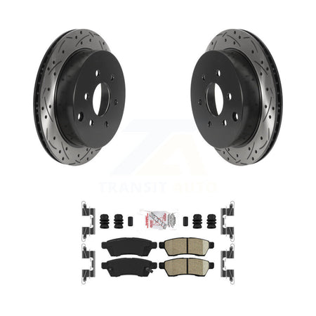 Rear Drilled Slot Brake Rotor & Ceramic Pad Kit For Nissan Frontier Xterra Suzuki Equator KDA-102229