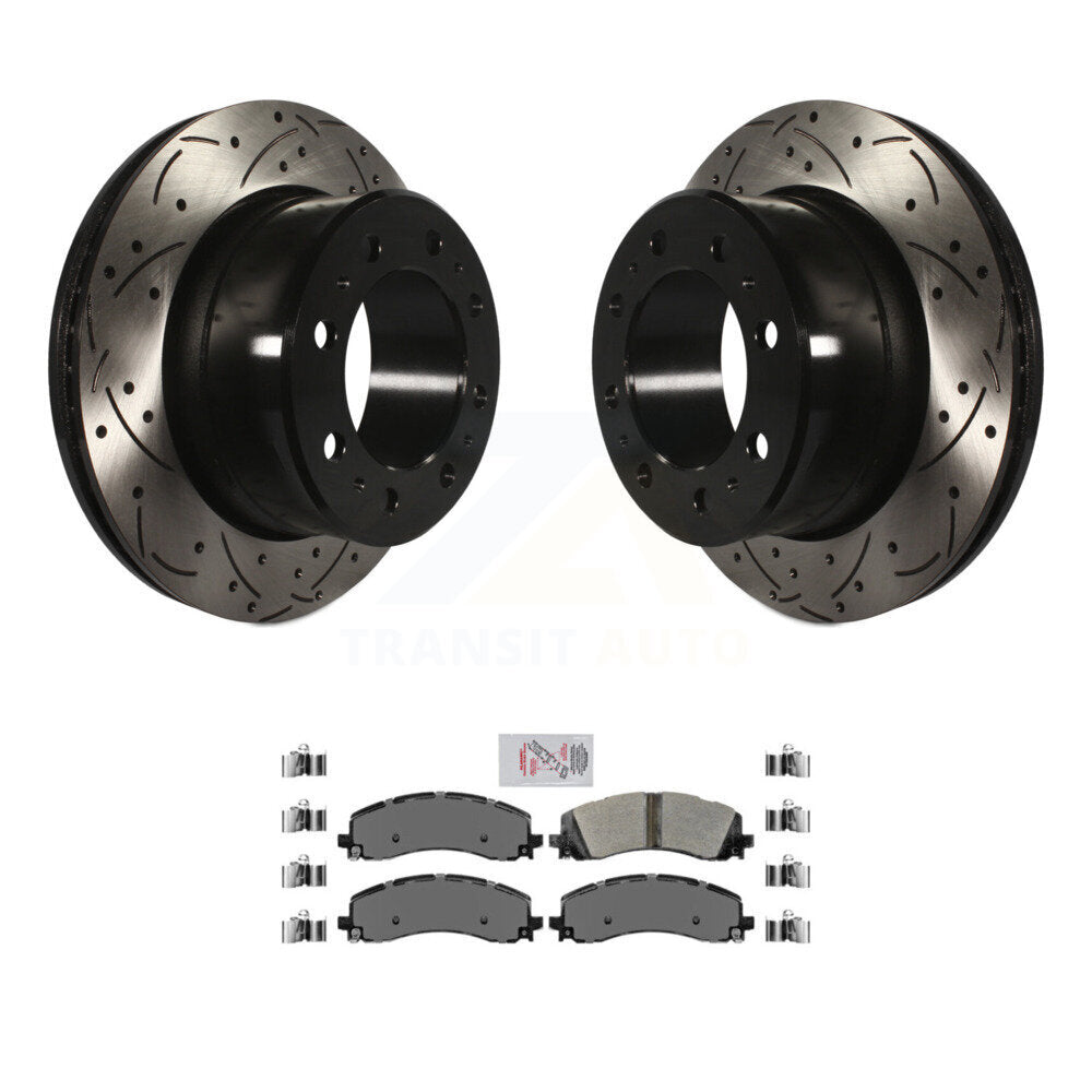 Rear Coated Drilled Slotted Disc Brake Rotors And Semi-Metallic Pad Kit For Ram 2500 3500 KDA-102238