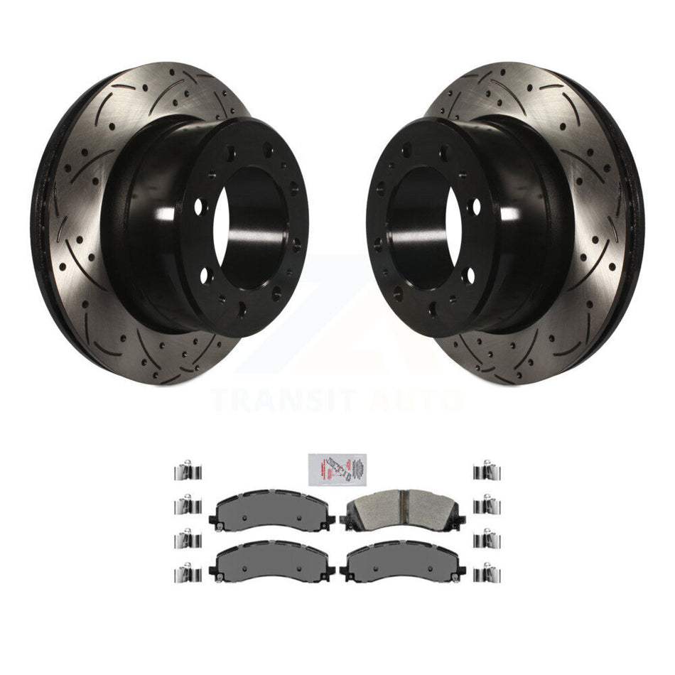 Rear Coated Drilled Slotted Disc Brake Rotors And Semi-Metallic Pad Kit For Ram 2500 3500 KDA-102238