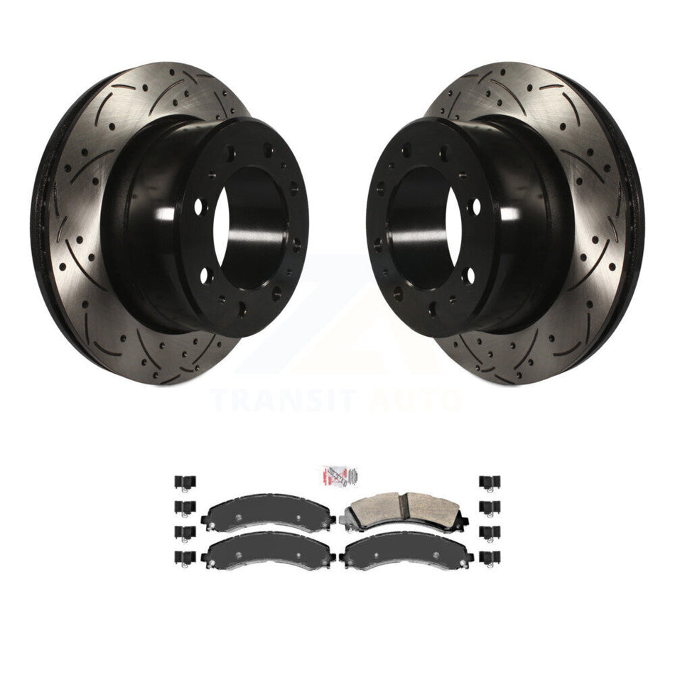 Rear Drill Slot Disc Brake Rotor Semi-Metallic Pad Kit For Ram 3500 With Dual Wheels KDA-102239