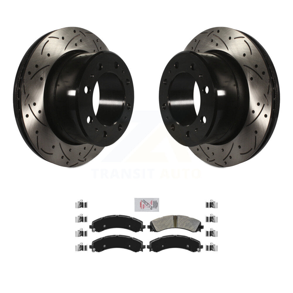 Rear Drill Slot Disc Brake Rotor Semi-Metallic Pad Kit For Ram 3500 With Dual Wheels KDA-102240