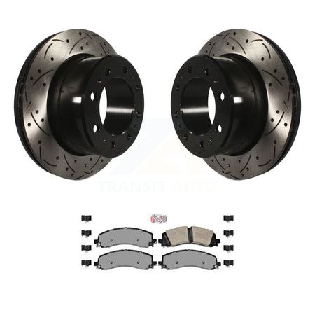 Rear Coated Drilled Slotted Disc Brake Rotors And Semi-Metallic Pad Kit For Ram 2500 3500 KDA-102241
