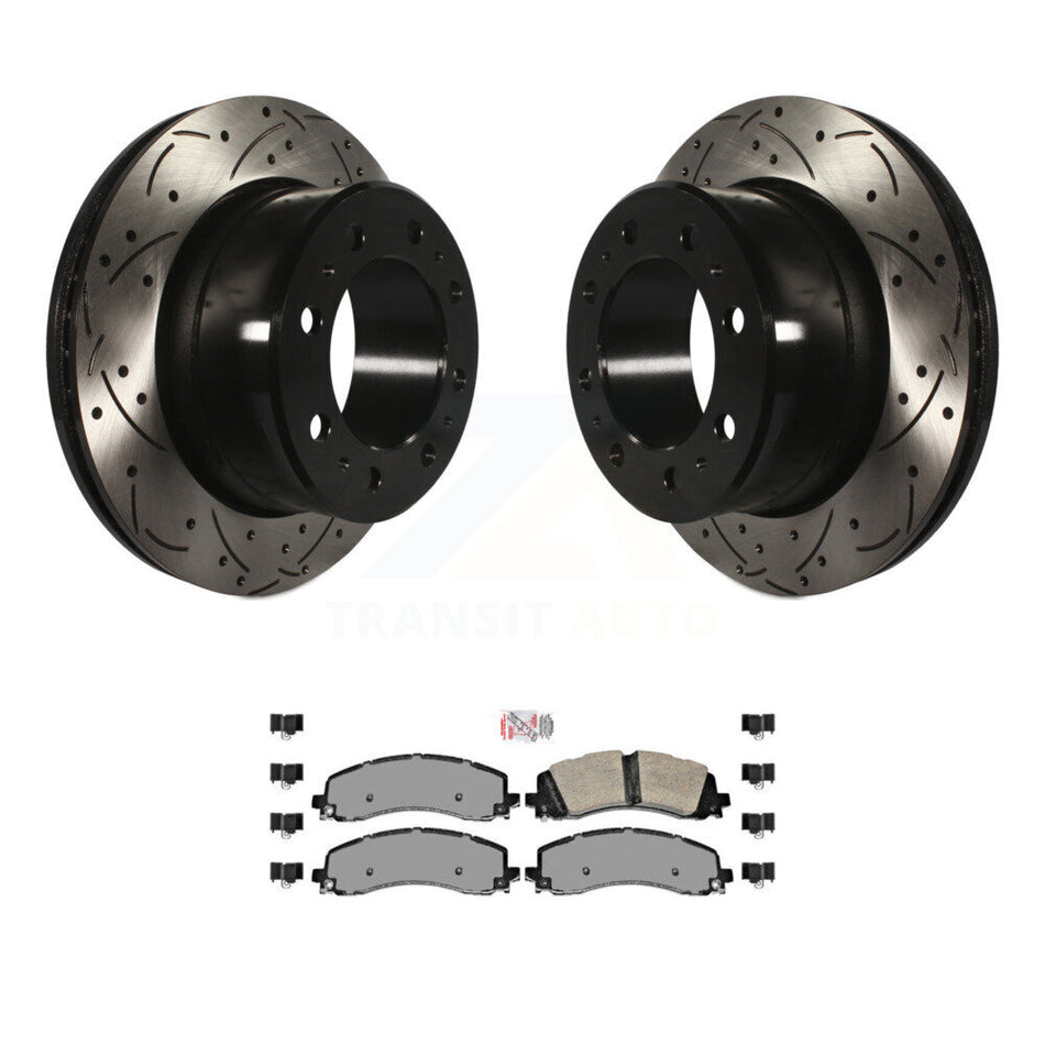 Rear Coated Drilled Slotted Disc Brake Rotors And Semi-Metallic Pad Kit For Ram 2500 3500 KDA-102241
