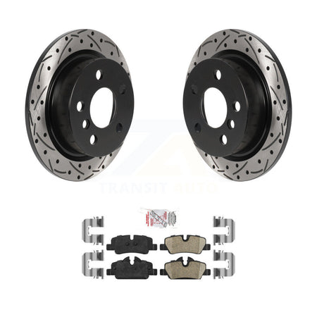 Rear Coated Drilled Slotted Disc Brake Rotors And Ceramic Pads Kit For Mini Cooper KDA-102245