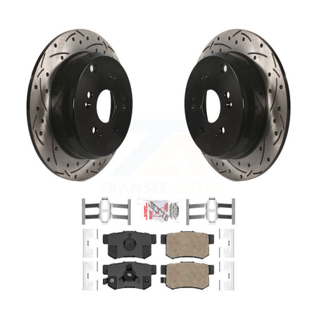 Rear Coated Drilled Slotted Disc Brake Rotor And Ceramic Pad Kit For Honda CR-V Acura RDX KDA-102253