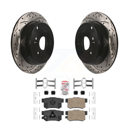 Rear Coated Drilled Slotted Disc Brake Rotor And Ceramic Pad Kit For Honda CR-V Acura RDX KDA-102255