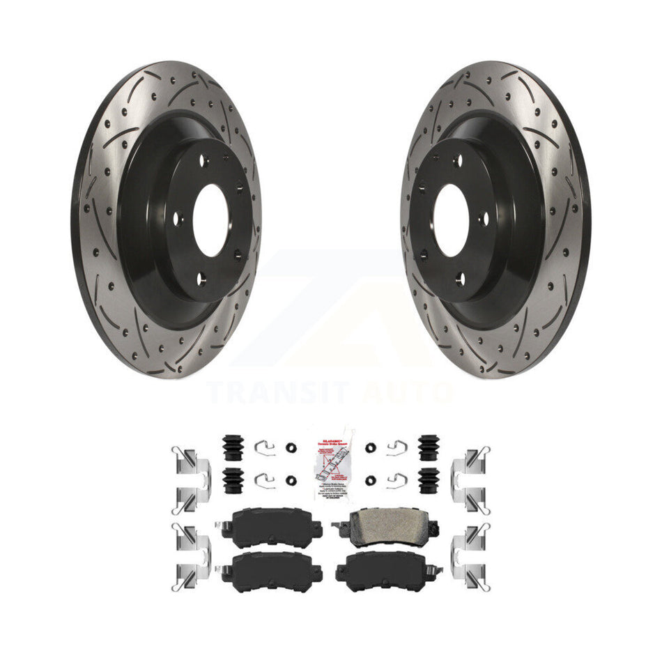 Rear Coated Drilled Slotted Disc Brake Rotor And Ceramic Pad Kit For 2013-2015 Mazda CX-5 KDA-102262