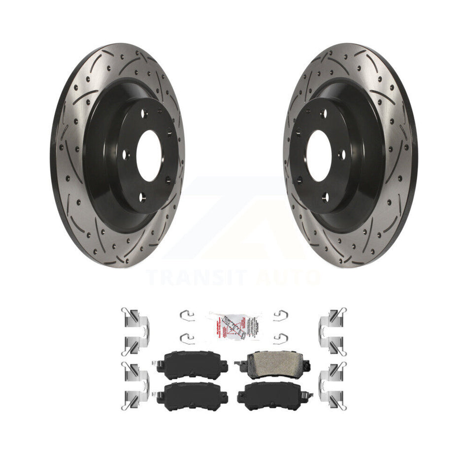 Rear Coated Drilled Slotted Disc Brake Rotor And Ceramic Pad Kit For 2013-2015 Mazda CX-5 KDA-102263