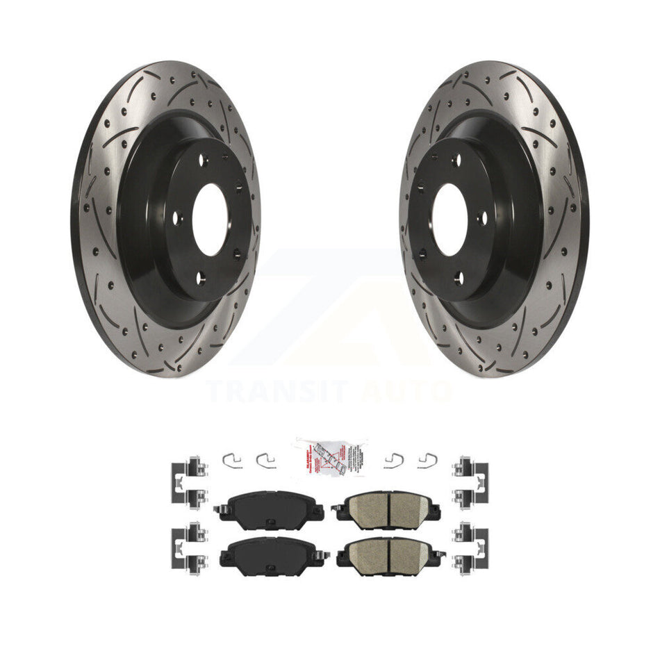 Rear Coated Drilled Slotted Disc Brake Rotor And Ceramic Pad Kit For 2016-2024 Mazda CX-5 KDA-102264