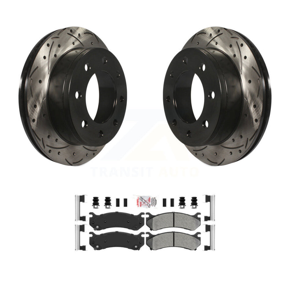 Rear Drill Slot Brake Rotor Semi-Metallic Pad Kit For Chevrolet GMC Sierra 2500 HD Hummer KDA-102267