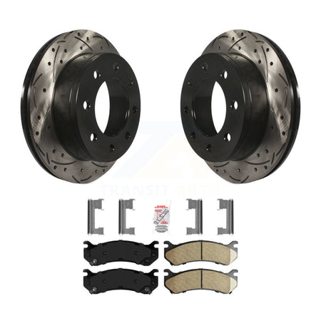 Rear Drill Slot Brake Rotor Ceramic Pad Kit For Chevrolet GMC Sierra 2500 HD Silverado H2 KDA-102268