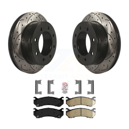 Rear Drill Slot Brake Rotor Ceramic Pad Kit For Chevrolet GMC Sierra 2500 HD Silverado XL KDA-102270