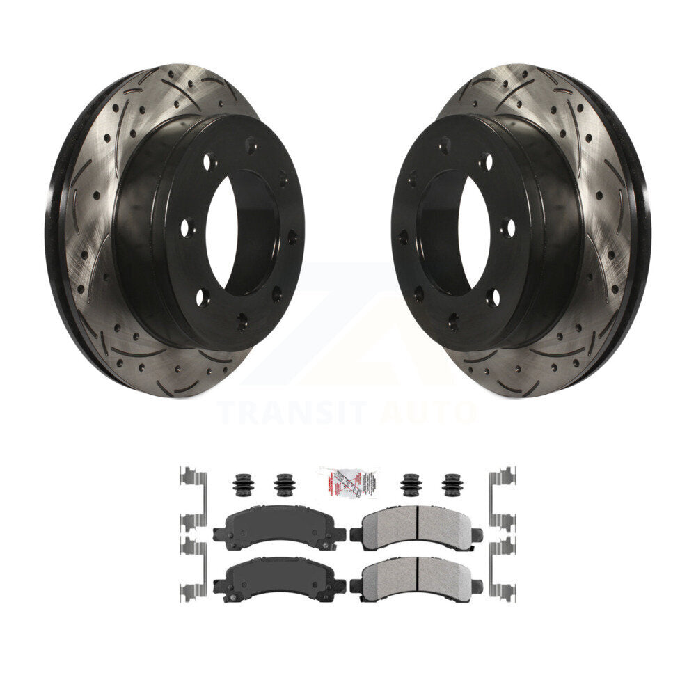 Rear Drilled Slot Brake Rotor Semi-Metallic Pad Kit For Chevrolet GMC Express 2500 Savana KDA-102275