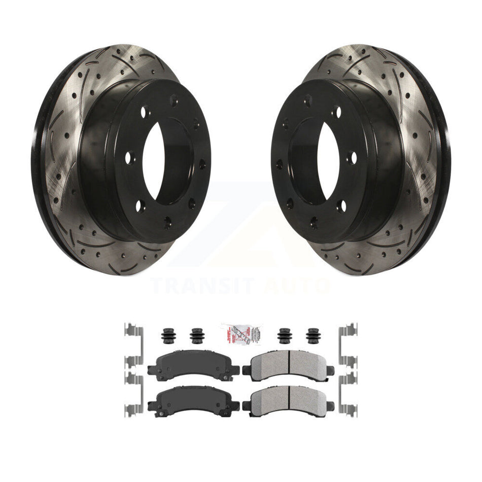 Rear Drilled Slot Brake Rotor Semi-Metallic Pad Kit For Chevrolet GMC Express 2500 Savana KDA-102275