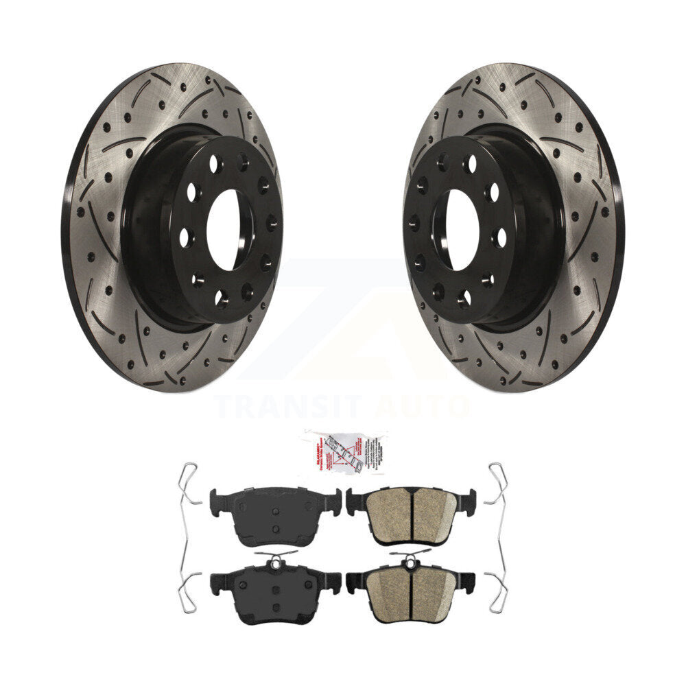 Rear Drill Slot Brake Rotor Ceramic Pad Kit For Volkswagen Taos Audi A3 Quattro e-Golf TT KDA-102281