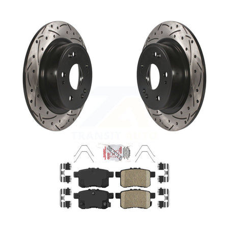 Rear Coated Drilled Slotted Disc Brake Rotor & Ceramic Pad Kit For Honda Accord Acura TSX KDA-102289