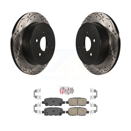 Rear Coated Drilled Slotted Disc Brake Rotors Ceramic Pad Kit For 2009-2012 INFINITI FX35 KDA-102299