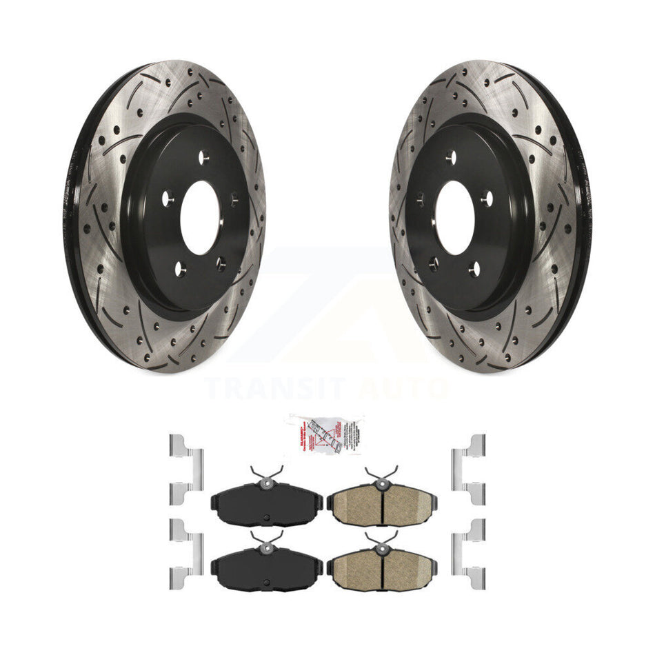 Rear Coated Drilled Slotted Disc Brake Rotors And Ceramic Pads Kit For Ford Mustang KDA-102313