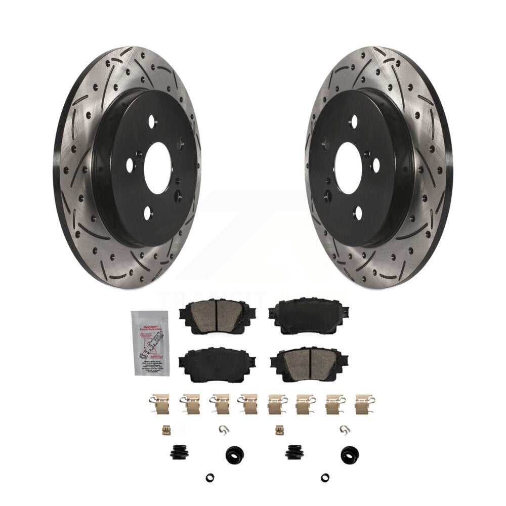 Rear Coated Drilled Slotted Disc Brake Rotor Ceramic Pad Kit For 2019 Toyota Corolla 1.8L KDA-102322