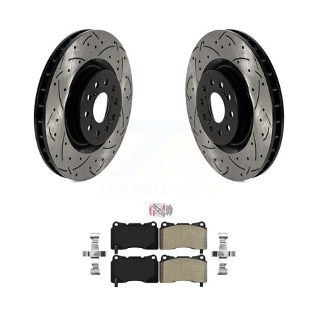 Front Drill Slot Disc Brake Rotors Semi-Metallic Pad Kit For 2017-2020 Honda Civic Type R KDA-102325