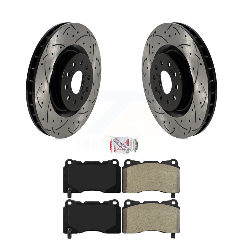Front Drill Slot Disc Brake Rotors Semi-Metallic Pad Kit For 2017-2020 Honda Civic Type R KDA-102326