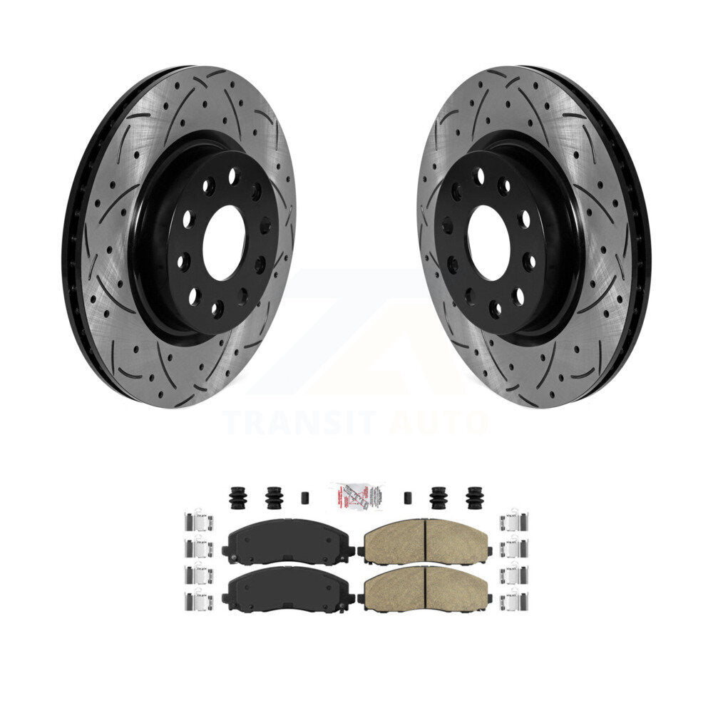 Front Coated Drilled Slotted Disc Brake Rotors And Ceramic Pads Kit For Jeep Wrangler KDA-102332
