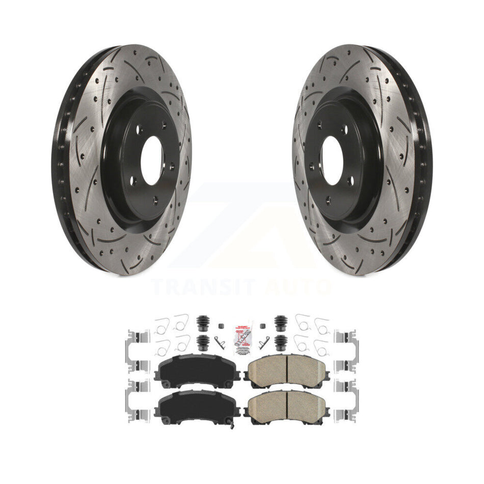 Front Coated Drilled Slotted Disc Brake Rotors And Ceramic Pads Kit For Nissan Rogue KDA-102338