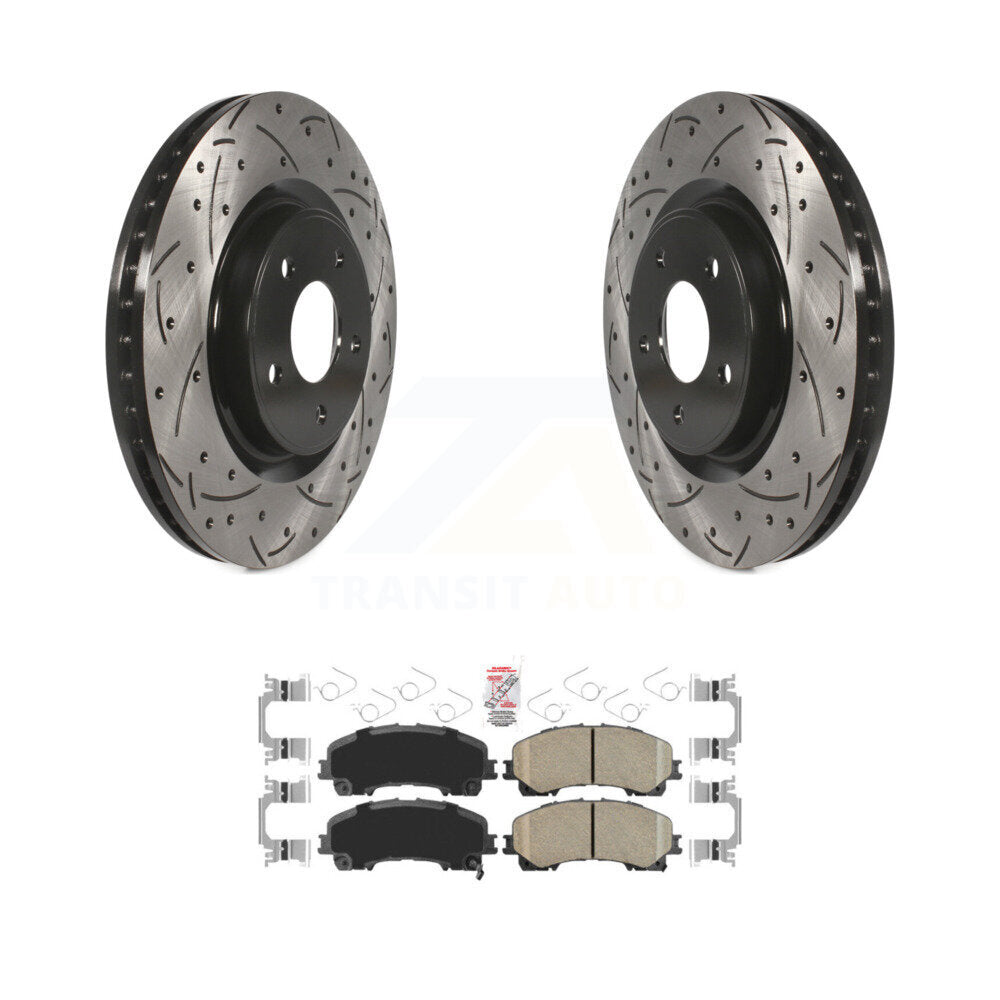 Front Coated Drilled Slotted Disc Brake Rotors And Ceramic Pads Kit For Nissan Rogue KDA-102339