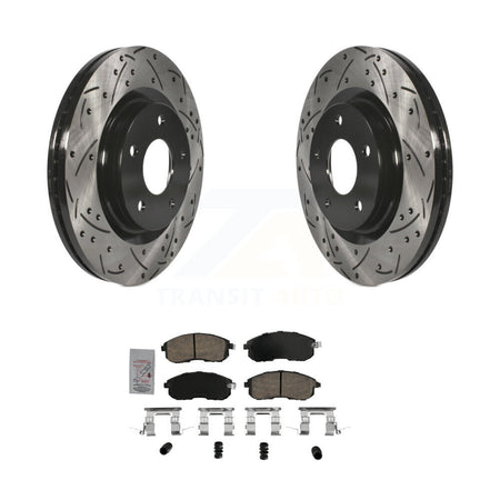 Front Drilled Slot Brake Rotor & Ceramic Pad Kit For 2017-2019 Nissan Sentra Turbocharged KDA-102345