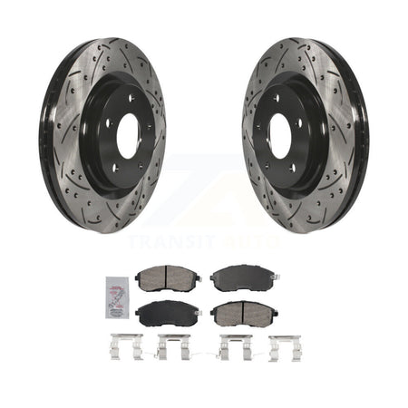 Front Drilled Slot Brake Rotor & Ceramic Pad Kit For 2017-2019 Nissan Sentra Turbocharged KDA-102346