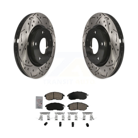 Front Coated Drilled Slotted Disc Brake Rotors And Ceramic Pads Kit For Nissan Sentra KDA-102347