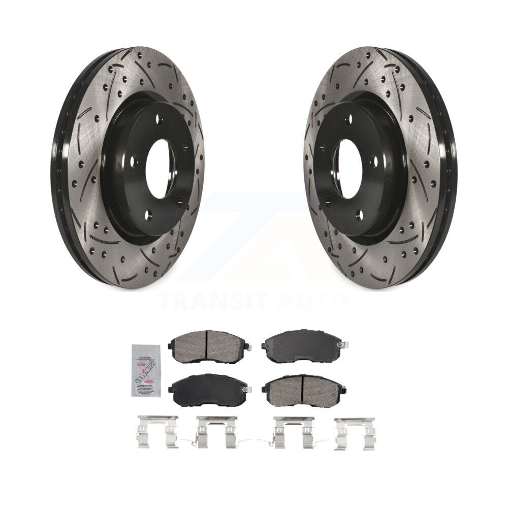 Front Coated Drilled Slotted Disc Brake Rotors And Ceramic Pads Kit For Nissan Sentra KDA-102348
