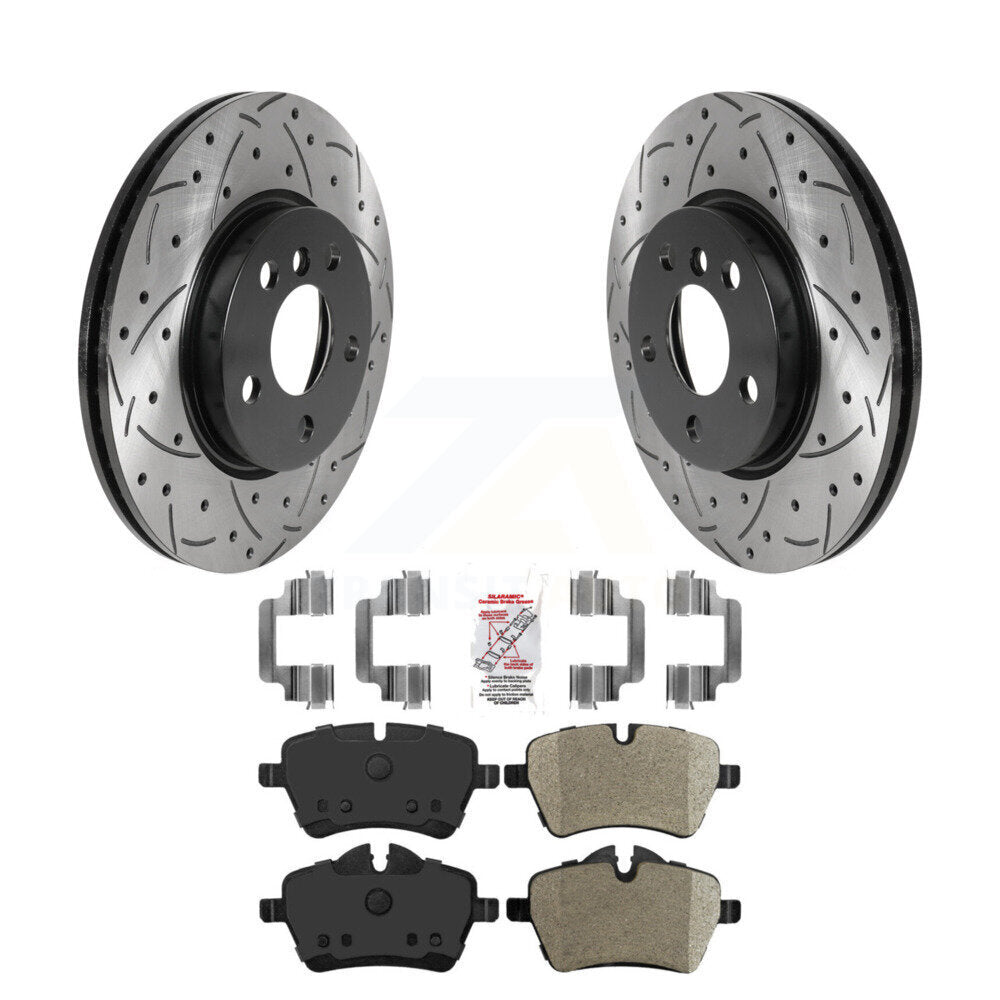 Front Coated Drilled Slotted Disc Brake Rotors And Semi-Metallic Pads Kit For Mini Cooper KDA-102349