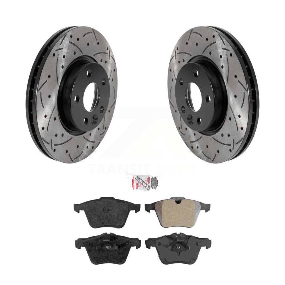 Front Coated Drilled Slotted Disc Brake Rotors And Semi-Metallic Pads Kit For Volvo V70 KDA-102355