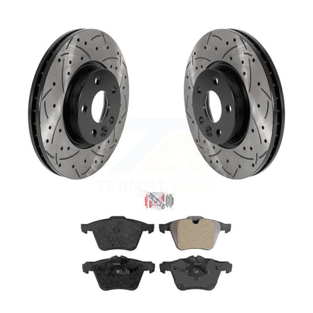 Front Coated Drilled Slotted Disc Brake Rotors And Semi-Metallic Pads Kit For Volvo V70 KDA-102355