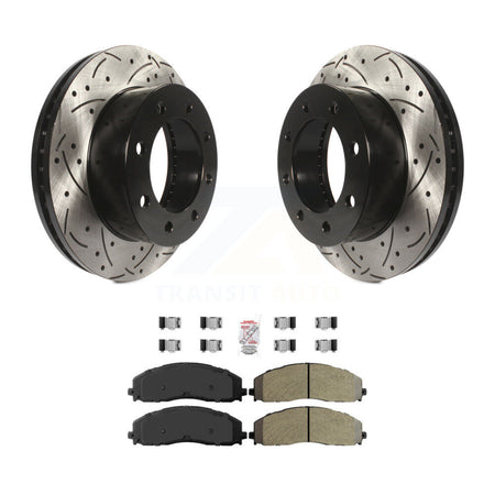 Front Drilled Slot Brake Rotor & Semi-Metallic Pad Kit For 2013 Ford F-250 Super Duty 4WD KDA-102358