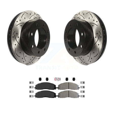 Front Drilled Slot Brake Rotor & Semi-Metallic Pad Kit For 2013 Ford F-250 Super Duty 4WD KDA-102359